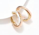 UltraFine 950 Silver Tri Tone Omega Back Wrapped 1 1/8" Hoops